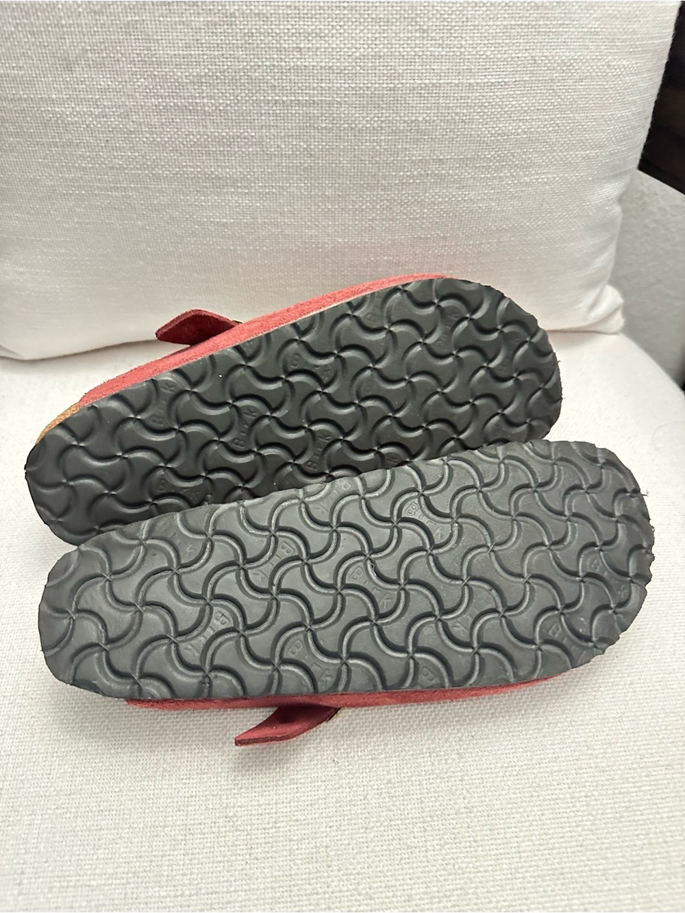 Birkenstock Red Suede Studded Clog Mule with Buckle - Picture 3 of 5